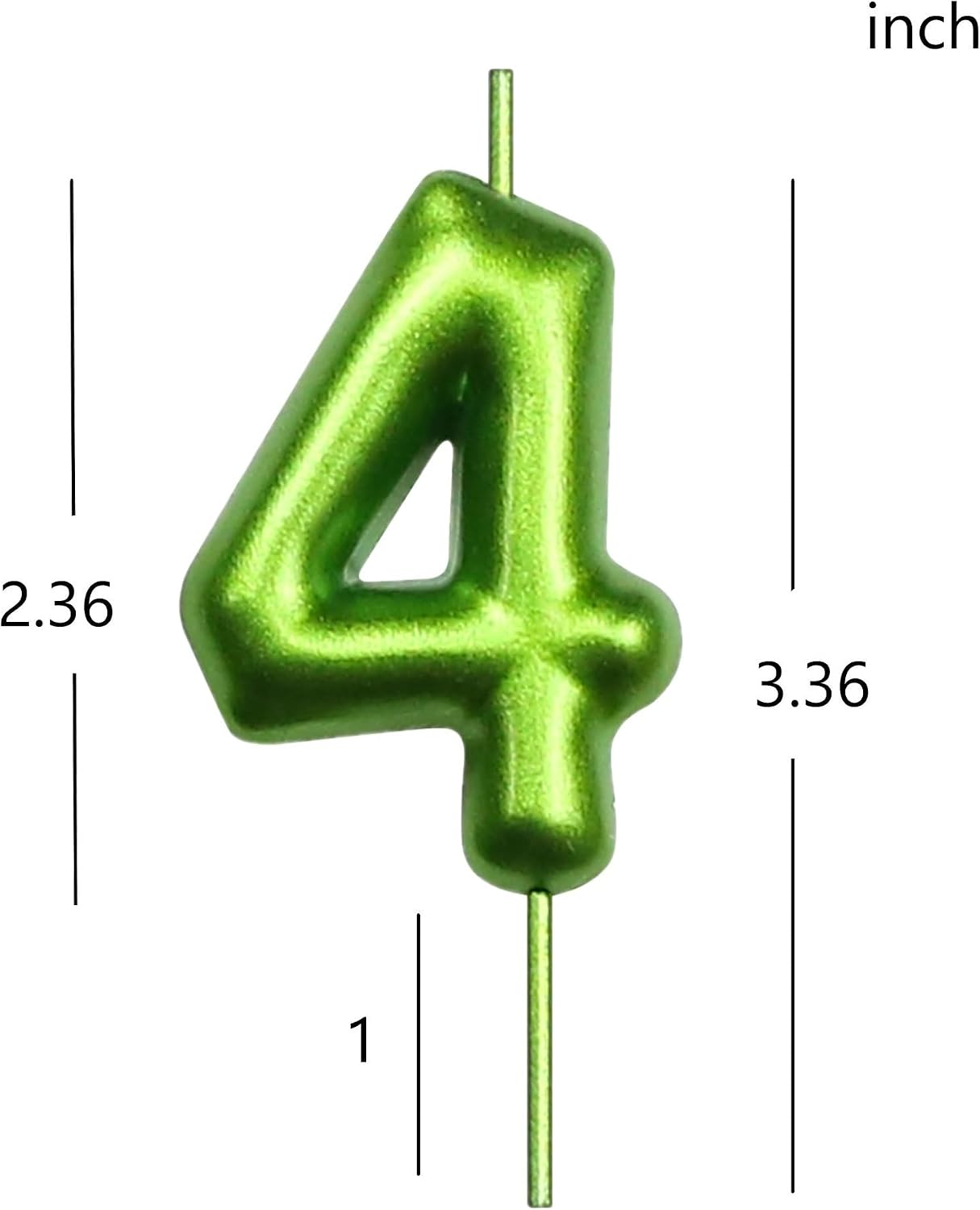 DERVENTA Number Candle Green 2.36 inch Party Celebration Anniversary Decoration Perfect Birthday Brunch Dessert Cake Topper 1 Piece (Number 4 Green)
