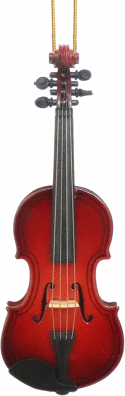 4.69" Wooden String Miniature Violin Hanging Ornament Mini Musical Instrument Violin Replica Christmas Tree Display Ornament Holiday Home Decoration Music Birthday Gifts Model (4.69" Violin)