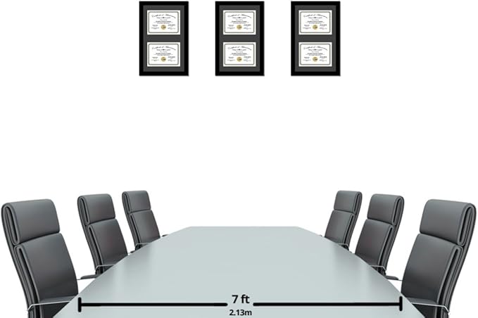 Creative Picture Frames 16X24Bk-B Black Vertical Double Diploma Frame With 2 Opening Black Mat, Holds 2-11X14-Inch Documents With Wall Hanger
