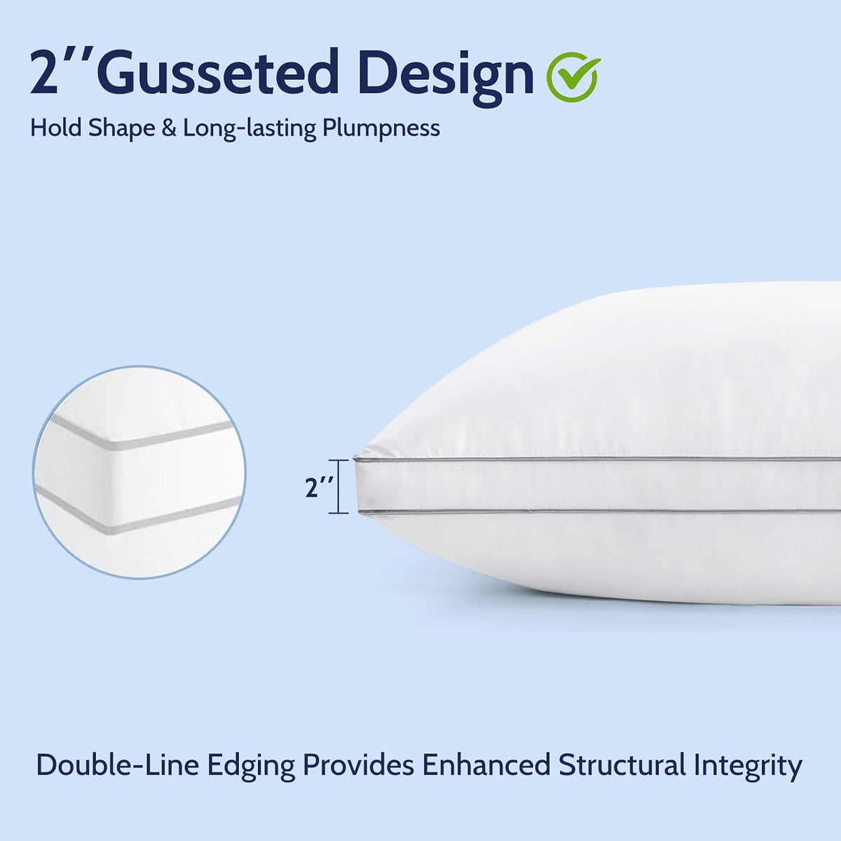 ROUMEA Pillows Queen Size Set of 2, Gusseted Bed Pillows for Sleeping 2 Pack,...