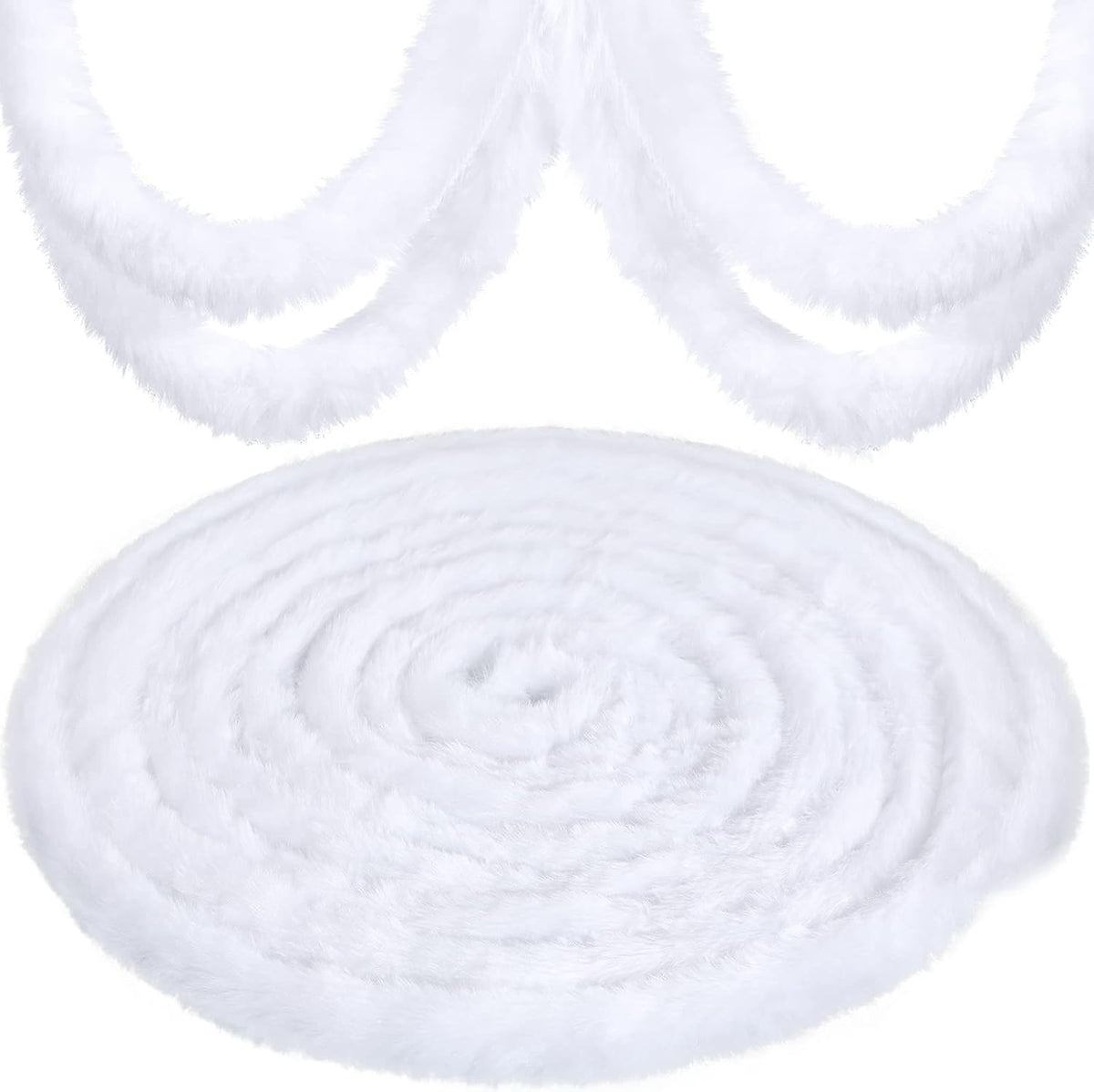 willbond faux fur ribbon christmas garland,white,3 inch x, main product view
