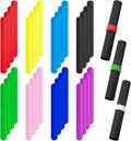 Leyndo 32 Pcs Wrapping Paper Roll Holder Clips Silicone Covered Metal Strips Flip 1 x 9 in Poster Holder Slap Band for Christmas Wedding Graduation Gift Wapping