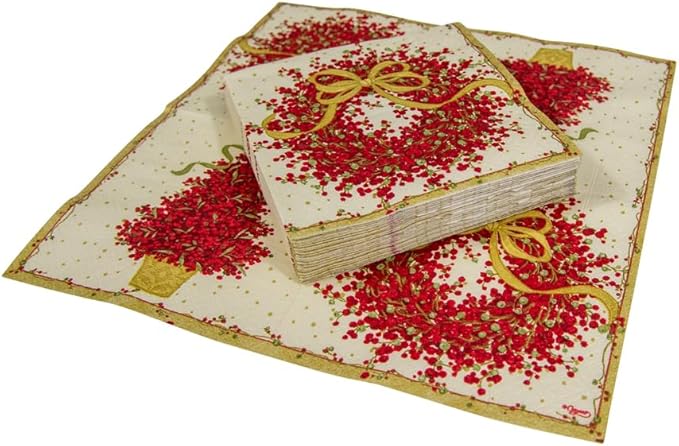 Caspari Pepperberry Paper Cocktail Napkins - Two Packs of 20