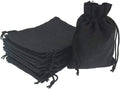 black burlap bags with drawstring, 5.9x7.5 inch jute, main product view
