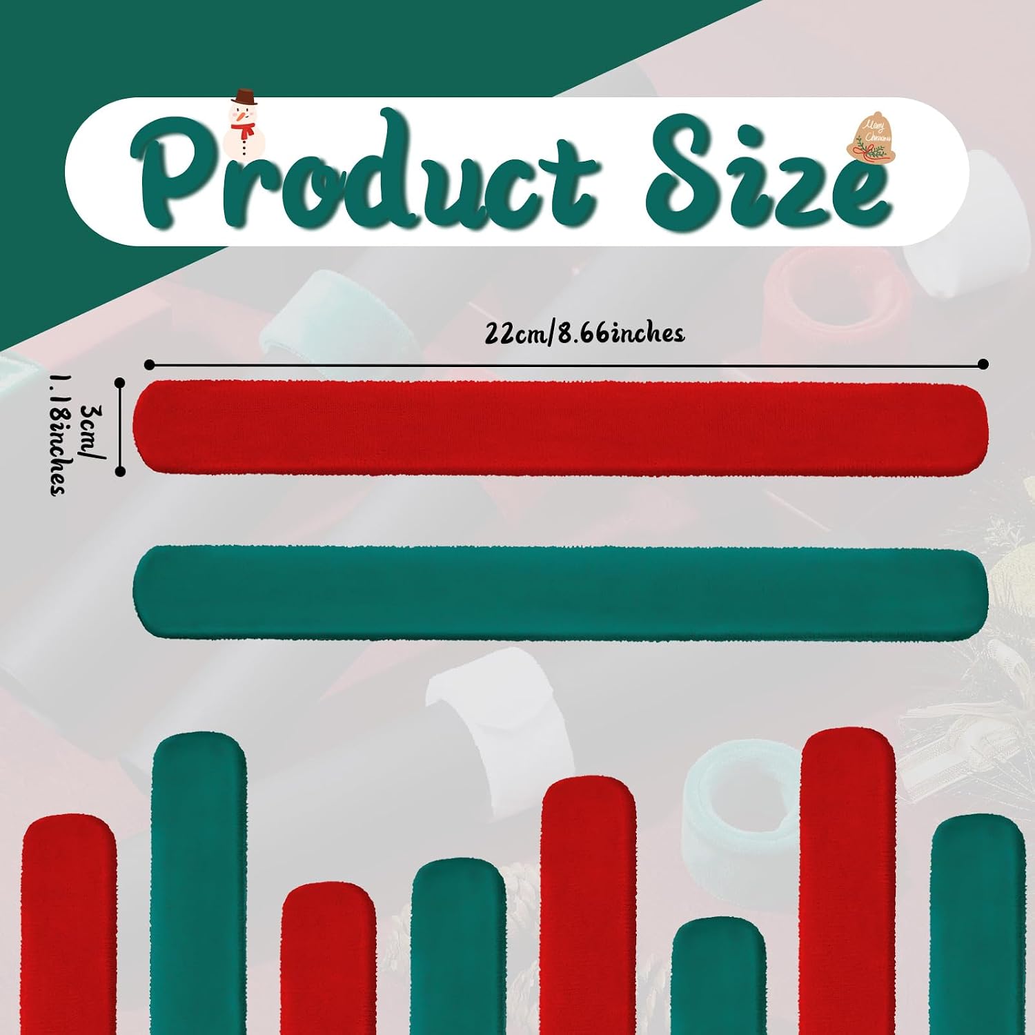RoundFunny 12 Pcs Christmas Wrapping Paper Roll Holder Clips Red Dark Green Holiday Flip Wraps Clamps Plush Covered Metal 1 x 9 Inch Slap Band Poster Holder for Christmas Thanksgiving Gift Wrapping