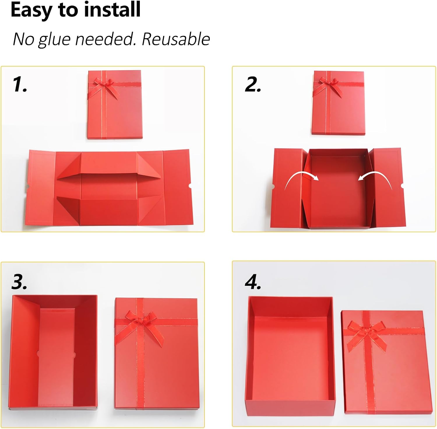 Giftilious Large Gift Boxes for Presents, 2 Pack 13"x10"x5" Red Gift Wrap Boxes, Red Gift Box with Lid, Empty Box for Gift Wrapping