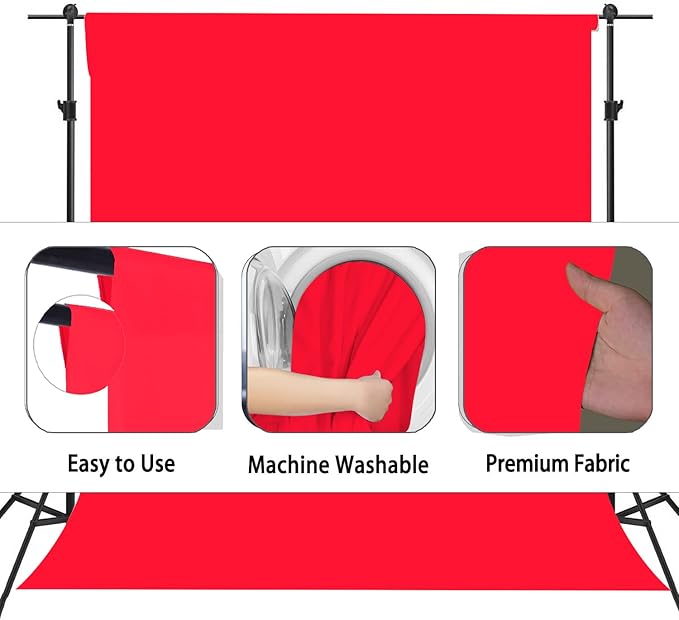 Red Photography Backdrop for Photoshoot, Photo Backdrop Curtain, Perfect Red Backdrops for Party Portrait Photoshoots Video Studio 8FTx10FT
