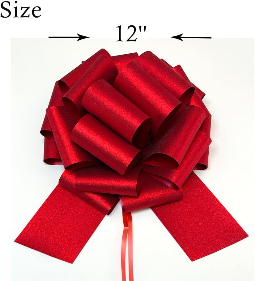 12" Large Gift Bow,1pcs Glitter Big Gift Bow Big Bow for Bike Bow for Present Bow for Large appliances,Bikes,Table Decorations and Party Events Decoration (Red)