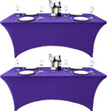 2-Pack 4ft Spandex Table Covers for Rectangular Folding Tables - Wrinkle Resistant Stretch Tight Table Cloths - Ultimate Fitted Table Protector for Parties, Banquet, and Wedding