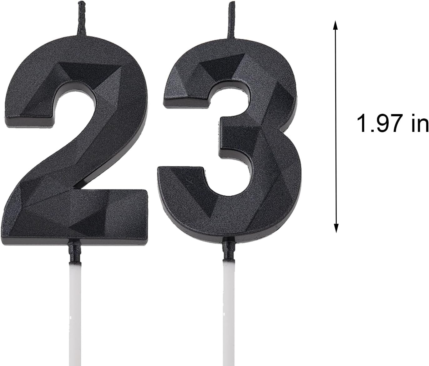 2 inch Black 23 Birthday Candles, 3D Diamond Number 23rd Cake Topper for Boys Girls Birthday Party Decorations Theme Party