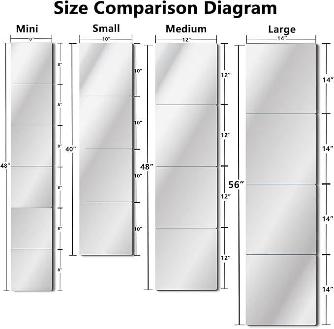 Unbreakable Acylic Small Mirror Tiles for Kids, (4-Pcs 13.5x13.5 Inch) Plastic Mirrors for Wall, Stick on Mirrors for Wall Decor, Shatterproof Mirror for Kids Bedroom