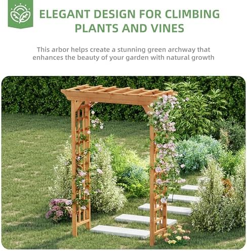 wood garden arbor – outdoor wooden arch pergola, side view