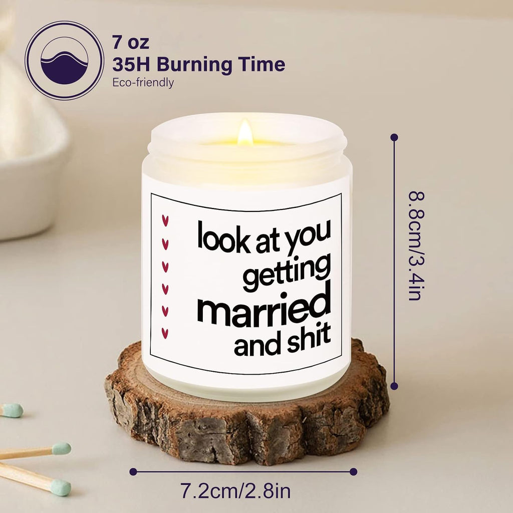 BaubleDazz Funny Wedding Gifts, Bachelorette & Bridal Shower Gift for Bride, 7oz Lavender Scented Soy Wax Candle, Bride to Be, Engagement Gifts for Couples