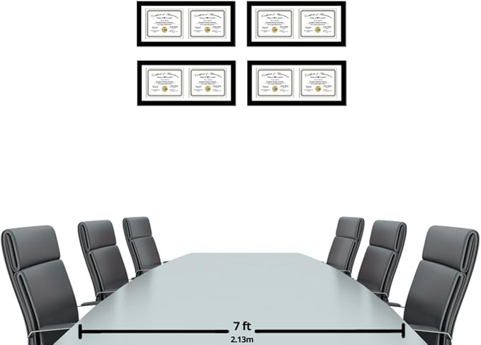Creative Picture Frames 14X30Bk-W Black Horizontal Double Diploma Frame With 2 Opening White Mat, Holds 2-10X12-Inch Documents With Wall Hanger