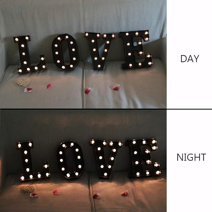 OYCBUZO Light Up Black Alphabet Marquee Letters Sign LED Marquee Number Lights Sign for Night Light Home Bar Christmas Lamp Birthday Wedding Party Decoration C