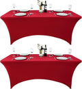 2-Pack 6ft Spandex Table Covers for Rectangle Standard Folding Tables - Wrinkle Resistant Stretch Tablecloths - Ultimate Fitted Table Protector for Parties, Trade Shows, Banquet