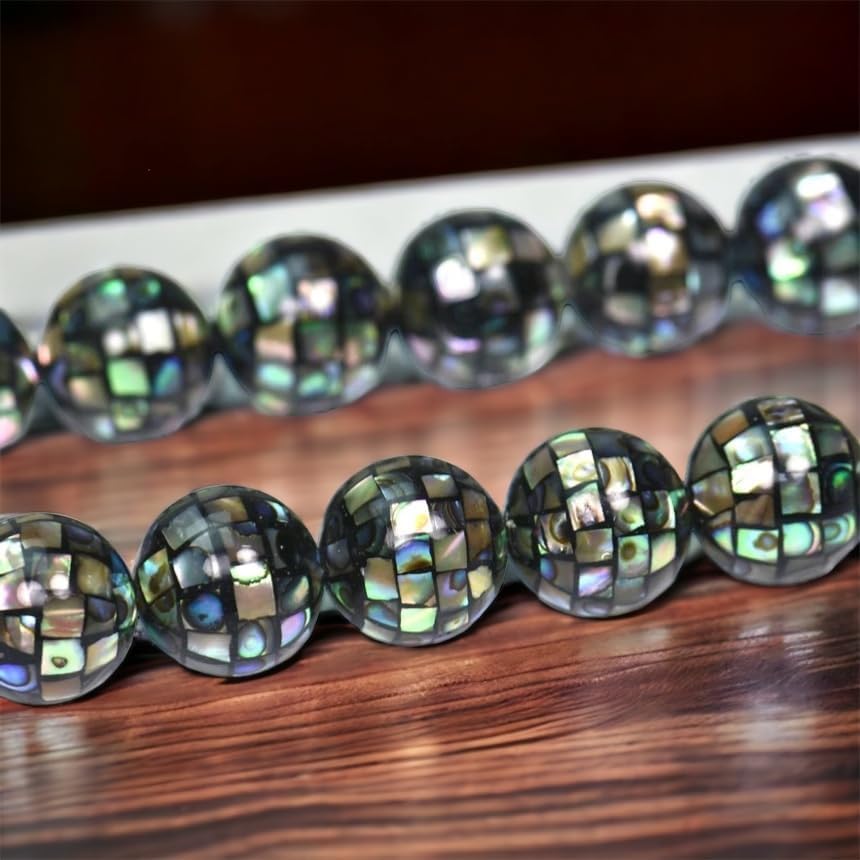 ABCGEMS AAA Abalone Shell Beads - Mosaic Round 12mm (Full Strand 33Pcs)