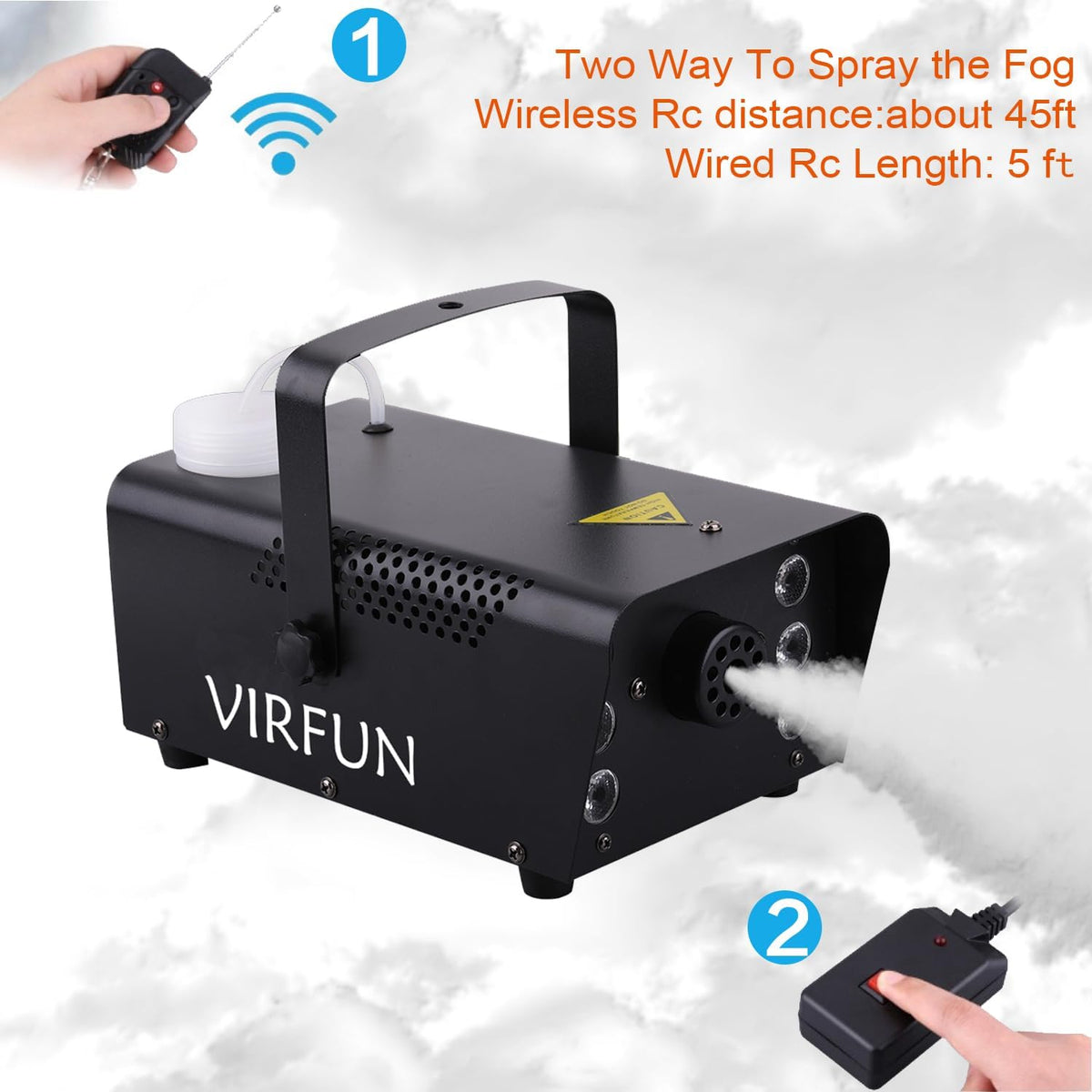 VIRFUN Fog Machine, Smoke Machine with Lights&Remote Control for Party