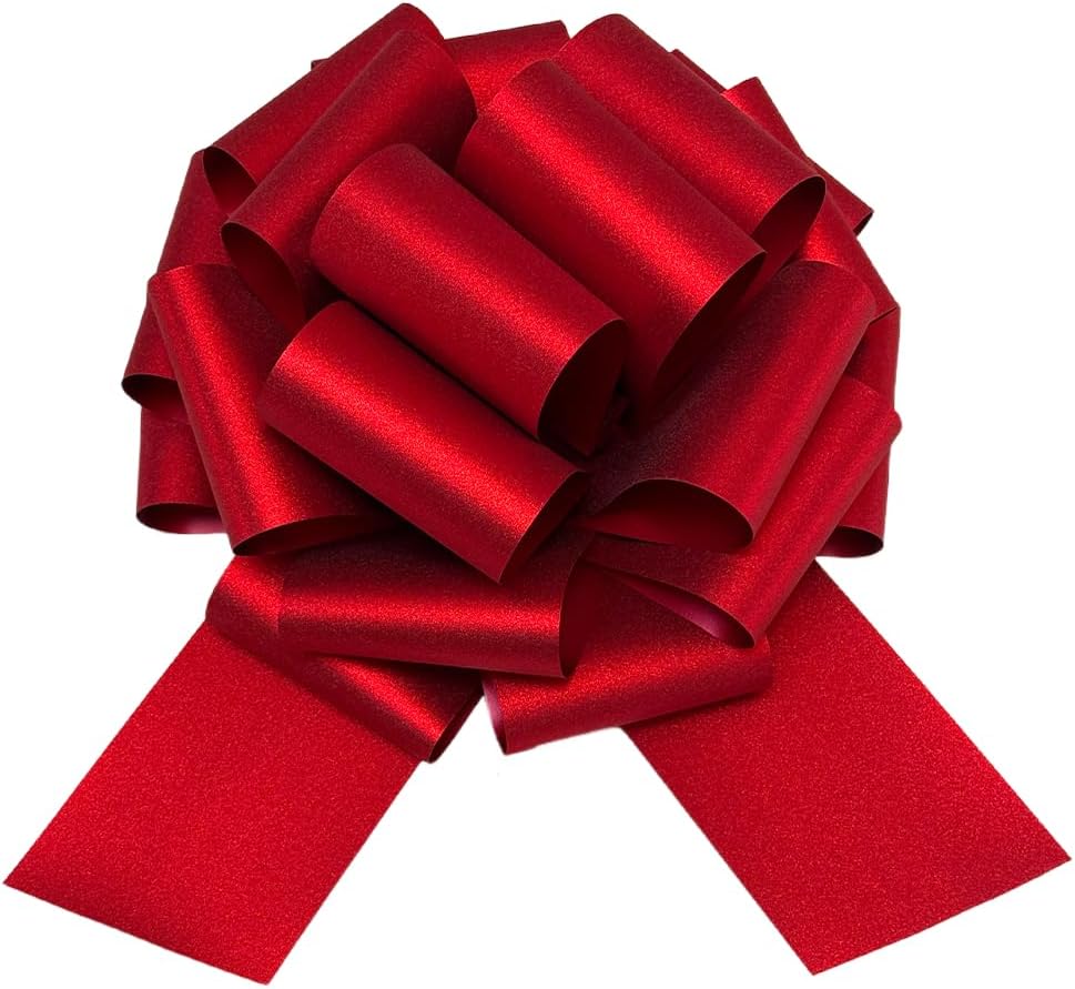 12" Large Gift Bow,1pcs Glitter Big Gift Bow Big Bow for Bike Bow for Present Bow for Large appliances,Bikes,Table Decorations and Party Events Decoration (Red)