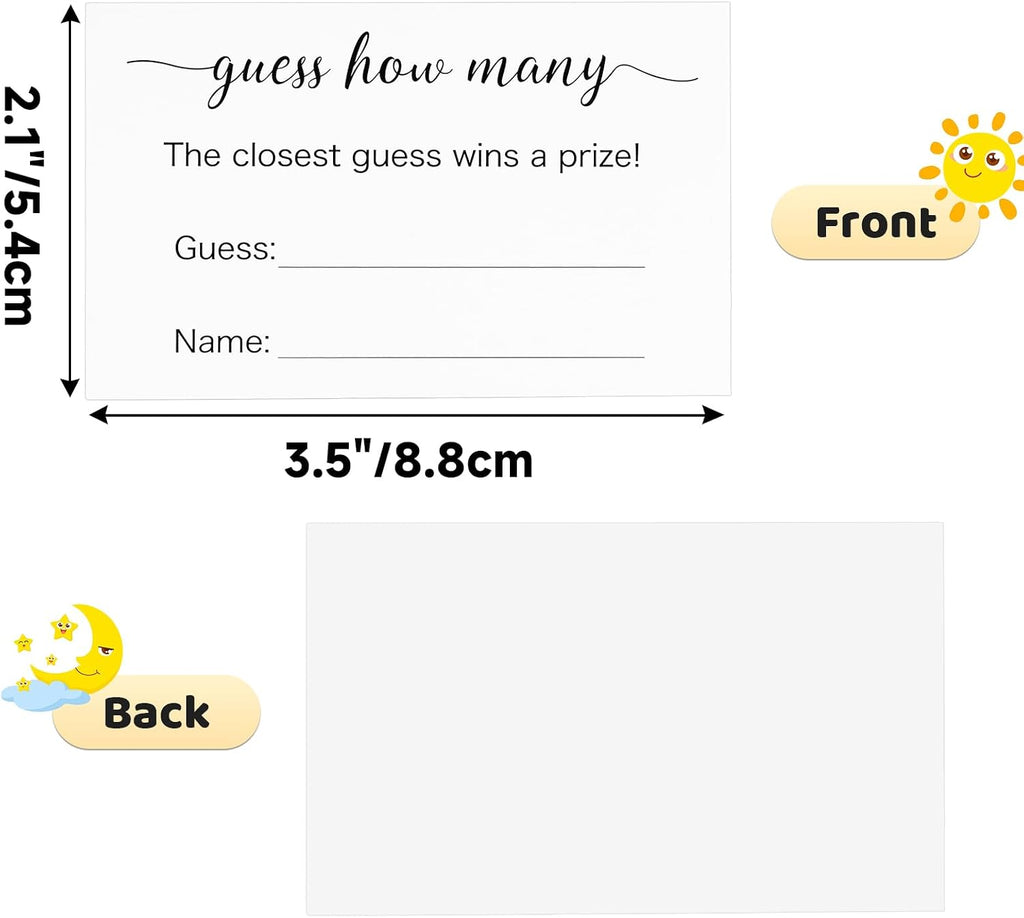 Anwyll Guess How Many Game Cards 50Pcs Guess How Many Baby Shower Games Cards High-End Candies Cookies Guess How Many Game Card for Birthday Party Bridal Shower Wedding Activity(3.5×2.1'')