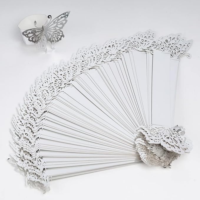 150PCS Butterfly Napkin Rings for Luxury Banquet Style, Reusable Paper Napkin Holders for Wedding Banquet Dinner Table Decor, and Catering Party Services (Silver)
