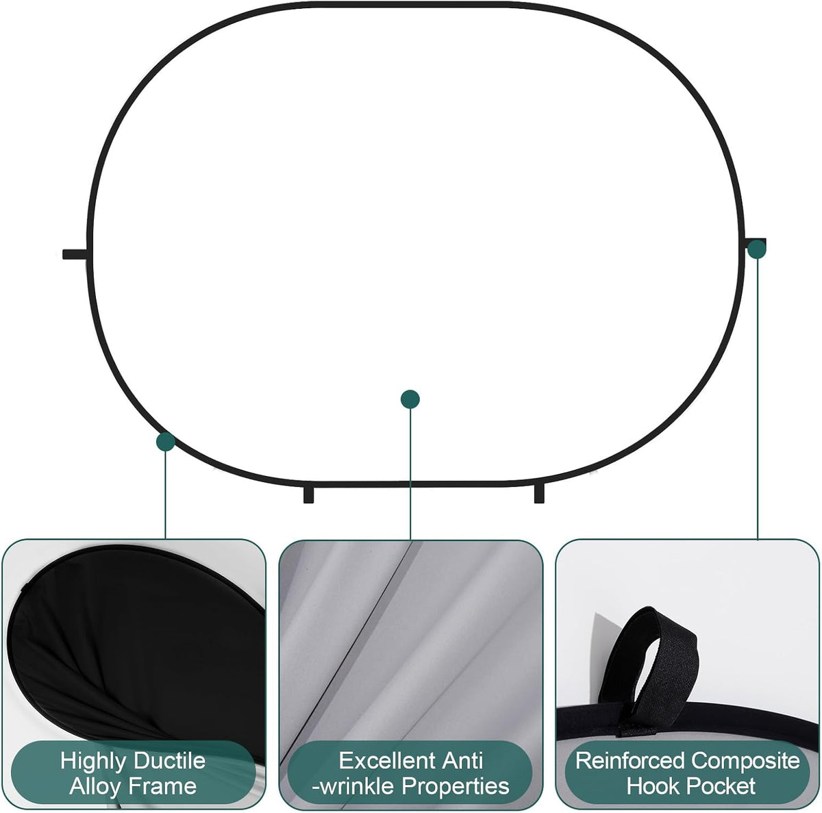 Kate Collapsible Backdrop White Black Self Tape Pop Up Background