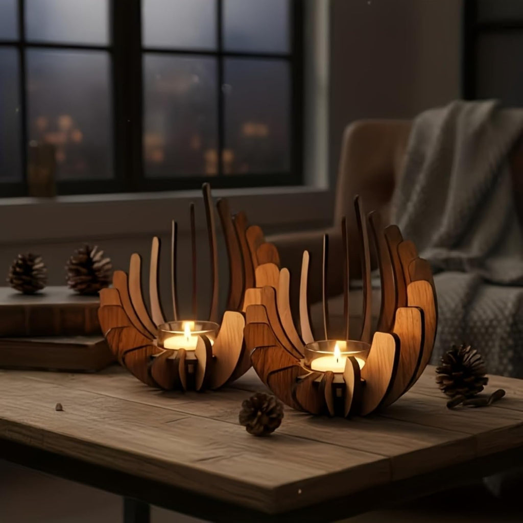 Lotus Shaped Candle Holder - Festive Candle Holder Handmade with Layered Petals and Central Tunnel Design, Classic and Elegant Home Décor, Festive Vibe, Christmas Decorations