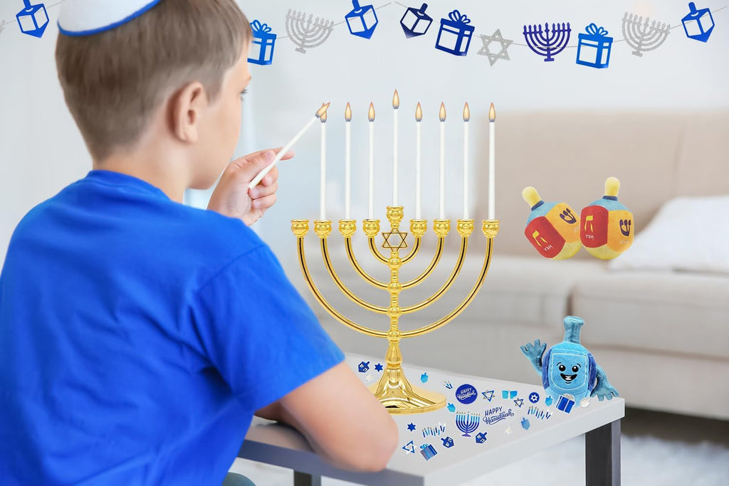 White Deluxe Tapered Hanukkah Menorah Candles for All 8 Nights of Chanukah, 45 Minute Burn Time