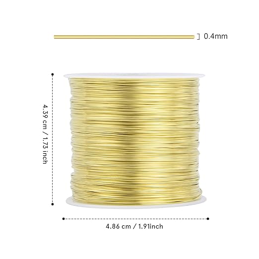 [328 Feet] 26 Gauge Craft Wire Jewelry Wire 100M/0.4mm Gold Plated Thin Brass Wire Soft Metal Wire Bulk for Jewelry Making