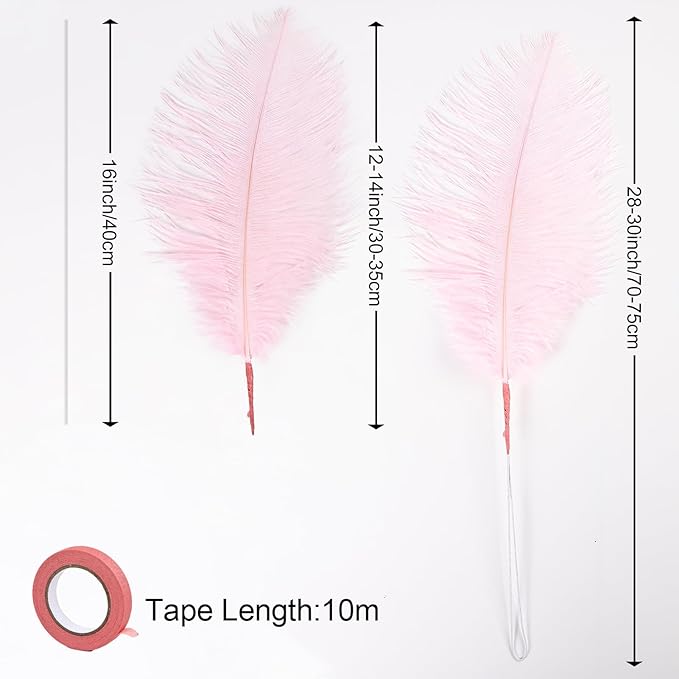 Bulk Pink Ostrich Feathers - 12pcs 12-14inch Crafting Supplies for Centerpiece Table Decorations
