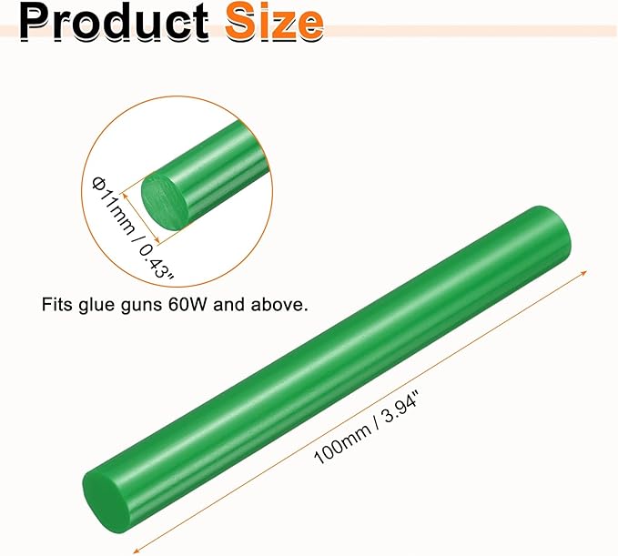 HARFINGTON 10pcs Hot Glue Sticks 0.43" Dia x 3.94" Long EVA Mini Hot Melt Adhesive Glue Stick for Hot Melt Gun Wood Plastic Glass Flowers Fabrics Foam, Deep Green
