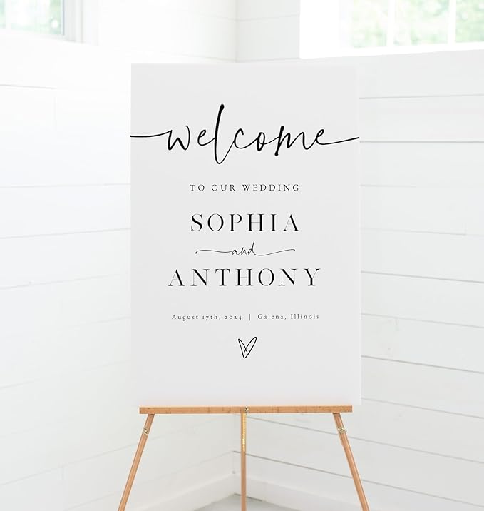 Welcome Wedding Sign Personalized, Personalized Wedding Welcome Sign Minimalist