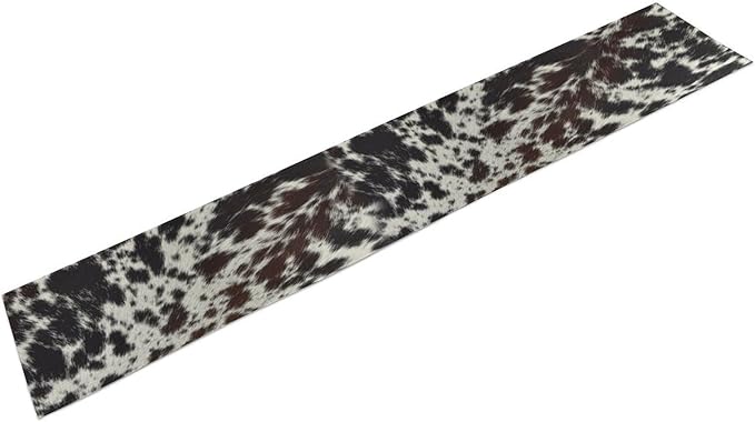 Cow Print Table Runner, Country Farm Animal Fur Skin Pattern Western Style Black Brown Cowhide Print Dinner Runner for Home Kitchen Dining Home Setting, 13x70 Inch