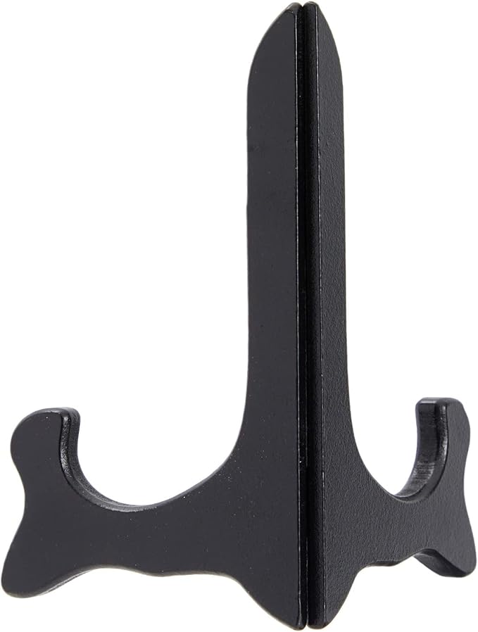 Juvale 6-Pack Wooden Plate Stands for Display - 6-Inch Black Compact Tabletop Wood Easels - Lightweight & Sturdy Plate Holder Stands for Photos & Artwork