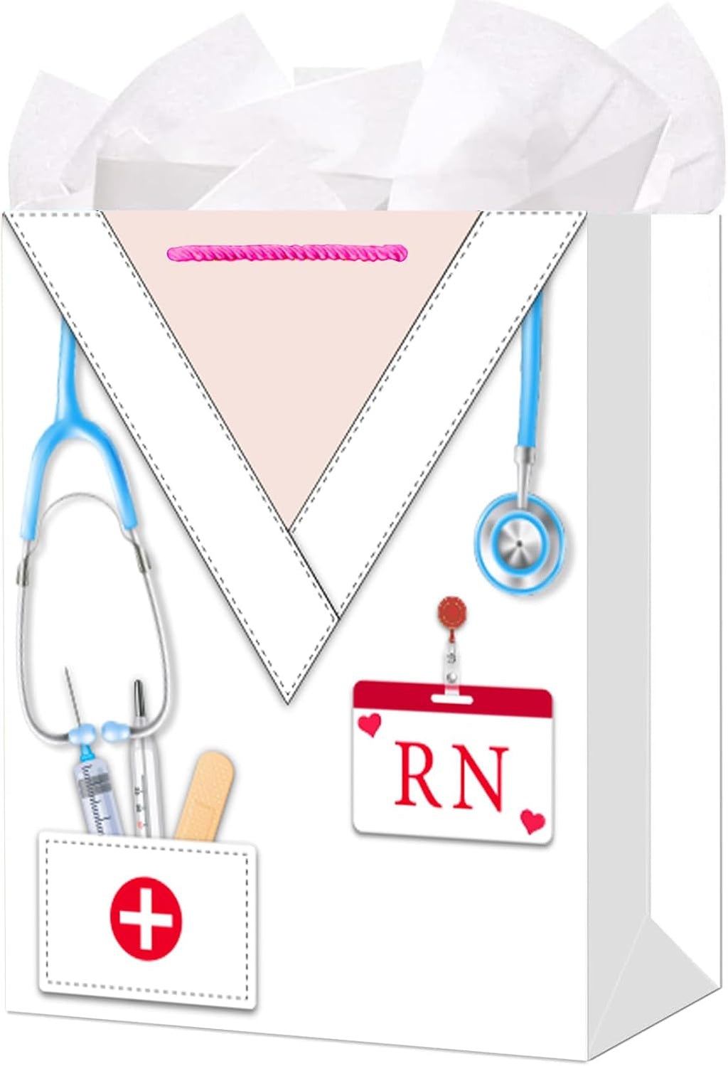 HEYINSHEN Nurse Graduation Gifts Bag 13" Large Congrats Nurses Gift Bag with Tissue Paper & Handles Gifts Bag for Nursing Grads Medical School Graduation Decor Nurse Week Celebrations