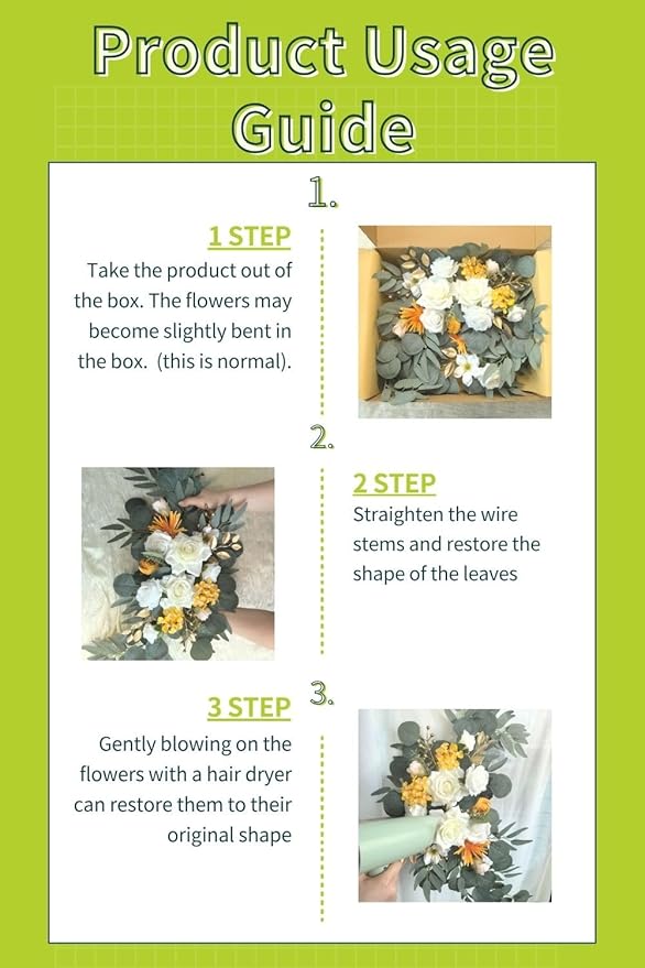Wedding Sign Faux Flower Swag (Pack of 2) for Ceremony Party Reception Entrance Floral Decor Wall Easel Stand for Wedding Poster Welcome Sign (Bright Yellow)
