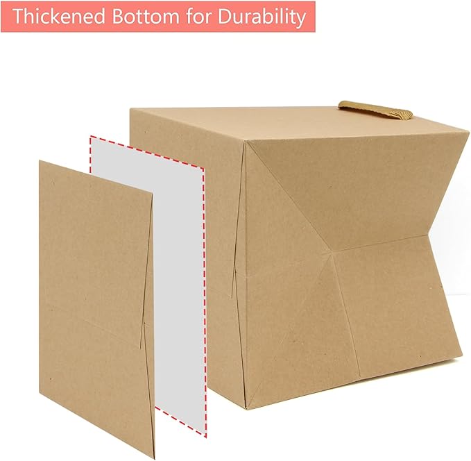 Kraft Paper Gift Bag Small Square Bottom Kraft Paper Bags with Handles (Natural Kraft, 8 x 8 x 8 in, 10 CT)