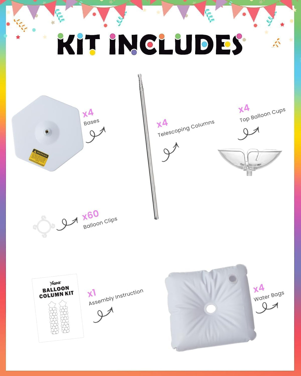 yallove 4-pack up to 7-ft adjustable metal balloon shown in use
