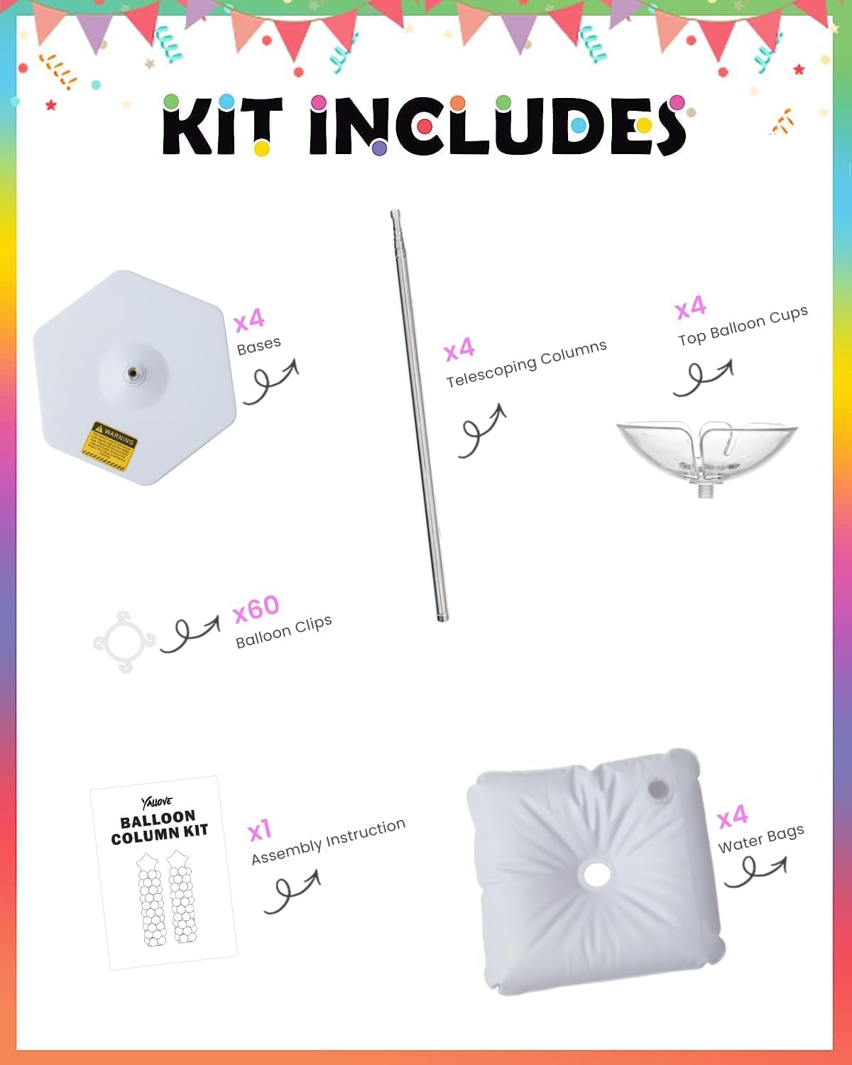 yallove 4-pack up to 7-ft adjustable metal balloon shown in use