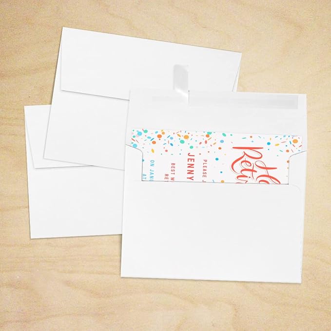 LUXPaper A7 Invitation Envelopes | Peel & Press | 5 1/4" x 7 1/4" | White | 80lb. Text | 100% Recycled | 50 Qty