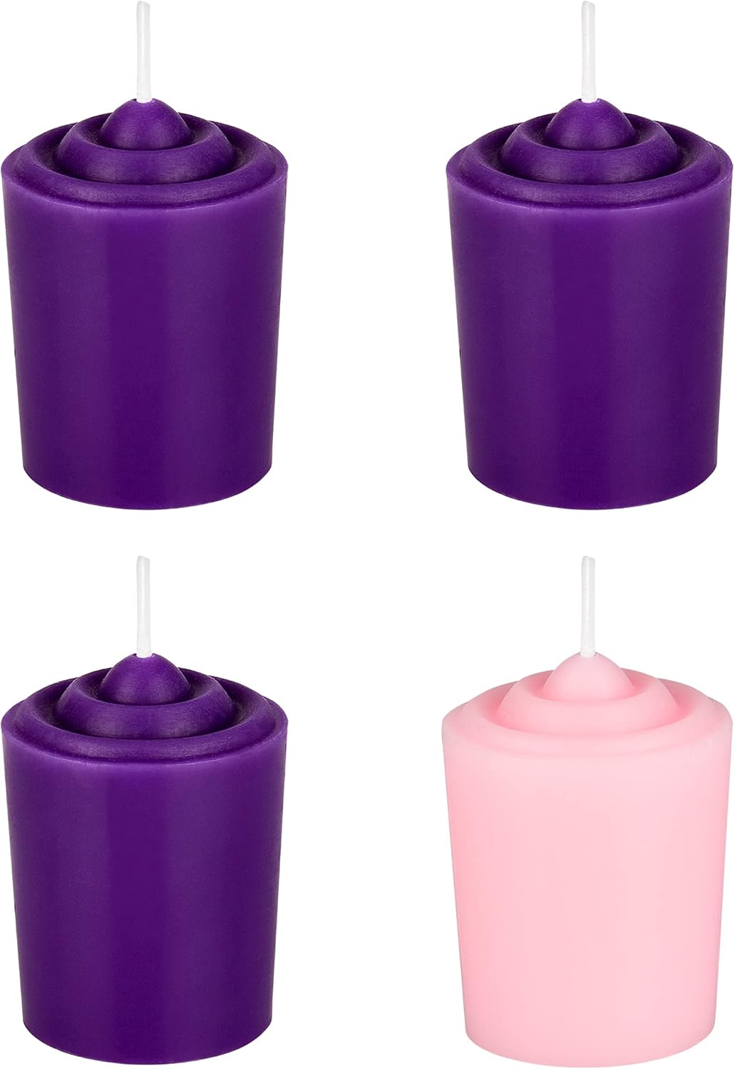 Mega Candles 4 pcs Unscented Christmas Advent Candles Set, Hand Poured Premium Wax Votive Candle 15 Hours 1.5 Inch x 2.25 Inch, Holidays, Occasions, Devotional, Church, Wreath, Party, Gifts