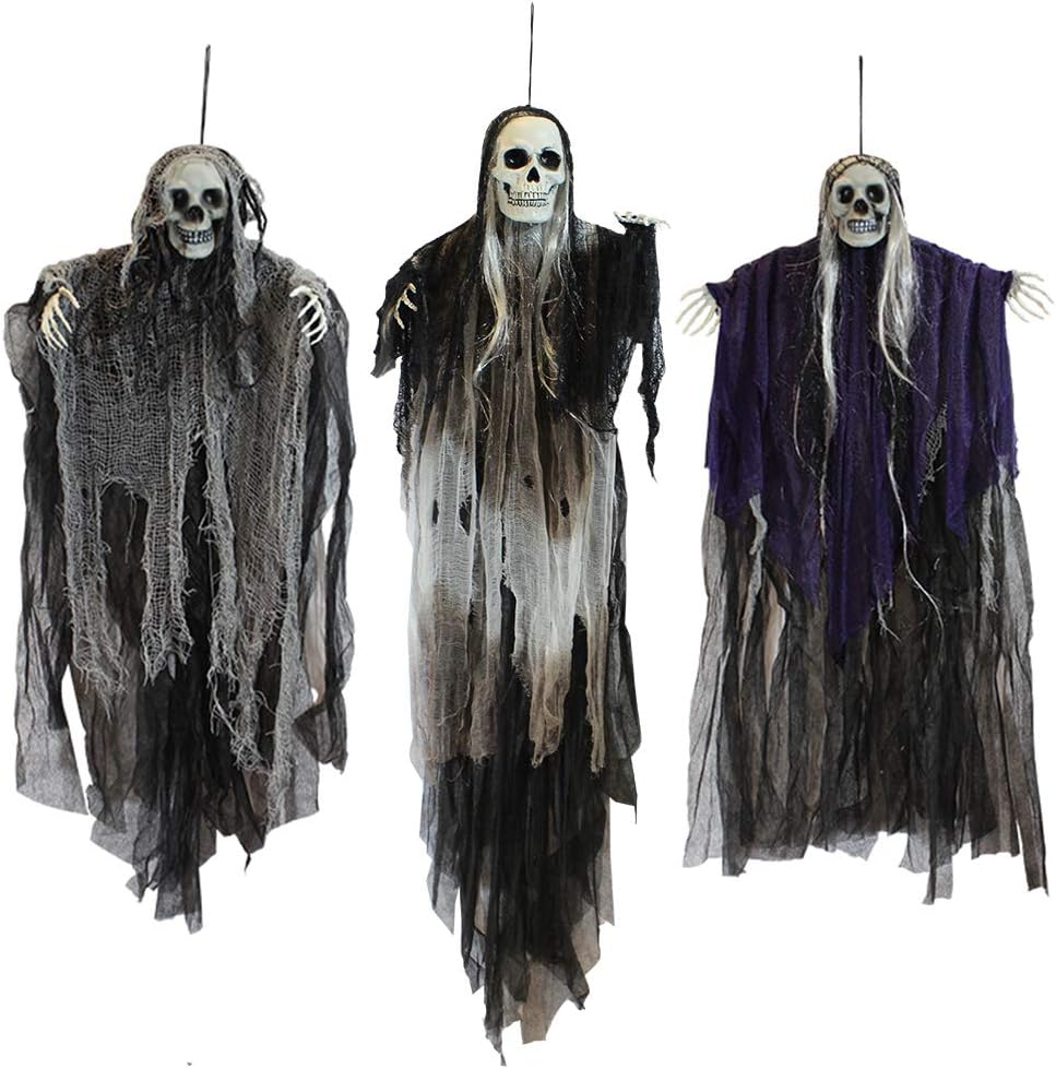 joyin 3 pack hanging halloween skeleton ghosts decorations, main product view