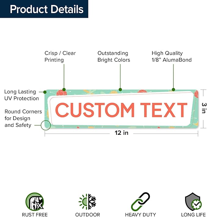 Custom Sign, Custom Street Sign, 11 Font Colors, 13 Font Styles, 4 Hole Options, 22 Sizes, 3x12 Inches, Rust Free DiBound, Fade Resistant, Made in USA by My Sign Center (Mid-Century Modern 2)