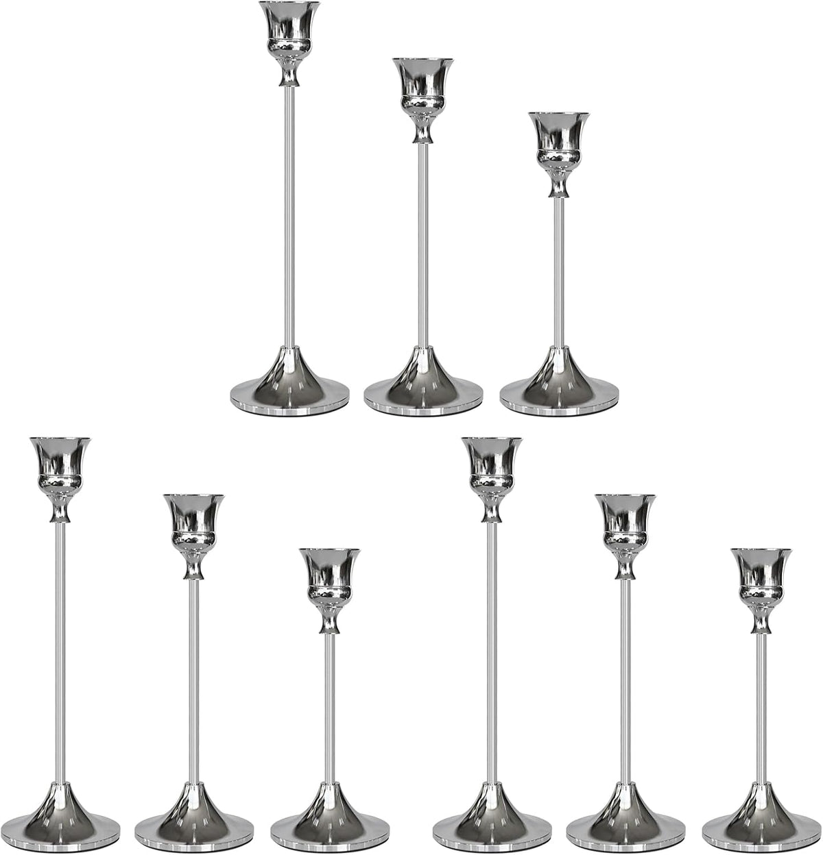 Candlestick Holders Silver, 9 Packs Taper Candle Holder for Candlesticks, Can...