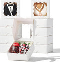 RomanticBaking 3 ¼" x 3 ¼" x 1 ½" 50PCS Chocolate Truffle Boxes for 4，Cookies Boxes Mini Bakery Boxes with Window for Brownie,Soap,Donut