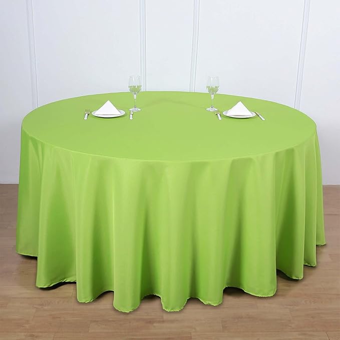 Efavormart Round Tablecloth, 120 Inch Stain & Wrinkle Resistant Washable Table Cloth, Decorative Polyester Fabric Table Cover for Banquet, Wedding, Dining - Lime Green