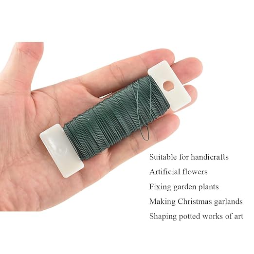 HAHIYO 26Gauge Green Wire - 1Rolls, 38yards (115feet) Flexible Floral Wire for Crafts, Christmas Wreaths, Tree & Flower Arrangement, Wedding DIY