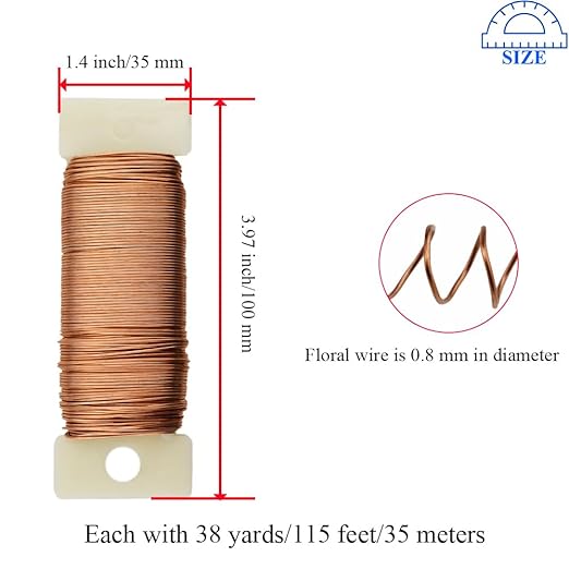 HAHIYO 22Gauge Rose Gold 3Roll Total 115Yards(345Feet) Metal Floral Wire Flexible Paddle Wire for Crafts Christmas Wreaths Tree Flower Arrangement Bouquet Wrapping Wedding DIY