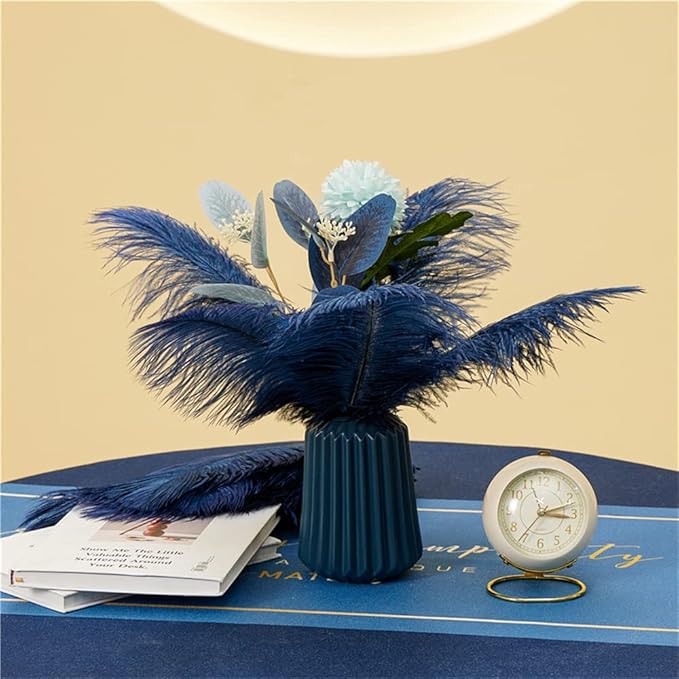 NEWONG 30pcs Navy Blue Ostrich Feathers Natural Bulk 9-12inch(23-30cm) Vase Craft Wedding Home Party Centerpieces Christmas Day Decoration