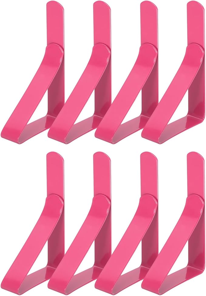 uxcell 8 Pack Tablecloth Clips, Stainless Steel Table Cloth Cover Clamps, 2.95" x 1.77" Windproof Holder Clips for Home Party Picnic Wedding Camping Dining Tables, Pink